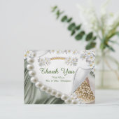 Groen, blauw, goud, ivoren zijde en zijkant Y Brie Briefkaart (Staand voorkant)