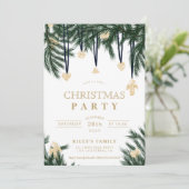 Groen blauw goud Kerstmis dennentakken glitter Kaart (Staand voorkant)