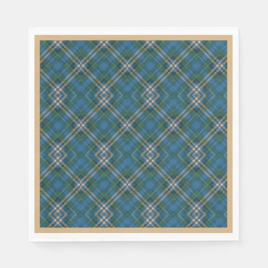 Groen, Blauw, Goud, Kerstspel Servet (Voorkant)