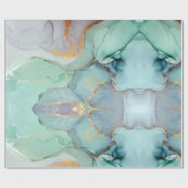 Groen Blauw Goud Marmer  Cadeaupapier (Vlak)