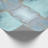 Groen Blauw Goud Marmer  Cadeaupapier (Hoek)