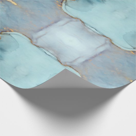 Groen Blauw Goud Marmer  Cadeaupapier (Hoek)