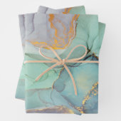 Groen Blauw Goud Marmer  Inpakpapier Vel (In situ)