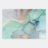 Groen Blauw Goud Marmer  Inpakpapier Vel (Voorkant)