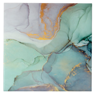 Groen Blauw Goud Marmer  Tegeltje