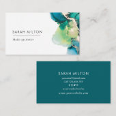 Groen blauw goud waterverf inkt visitekaartje (Voorkant / Achterkant)