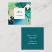Groen blauw goud waterverf inkt visitekaartje (Voorkant / Achterkant)