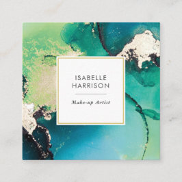 Groen blauw goud waterverf inkt visitekaartje