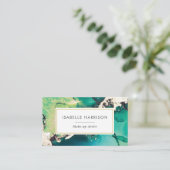 Groen blauw goud waterverf inkt visitekaartje (Staand voorkant)