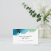 Groen blauw goud waterverf inkt visitekaartje (Staand voorkant)