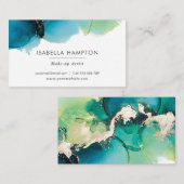 Groen blauw goud waterverf inkt visitekaartje (Voorkant / Achterkant)