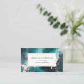 Groen blauw goud waterverf inkt visitekaartje (Staand voorkant)