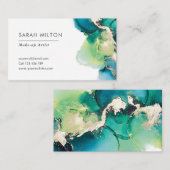 Groen blauw goud waterverf inkt visitekaartje (Voorkant / Achterkant)