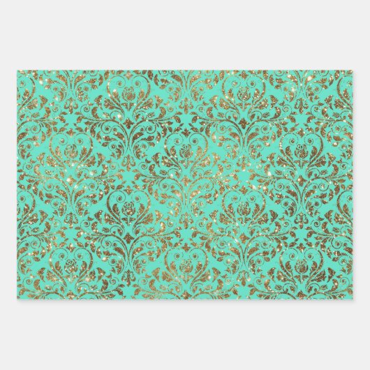 Groen blauw gouddampvlekpapier voor bloemperken inpakpapier vel (Voorkant 2)