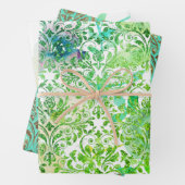 Groen blauw gouddampvlekpapier voor bloemperken inpakpapier vel (In situ)