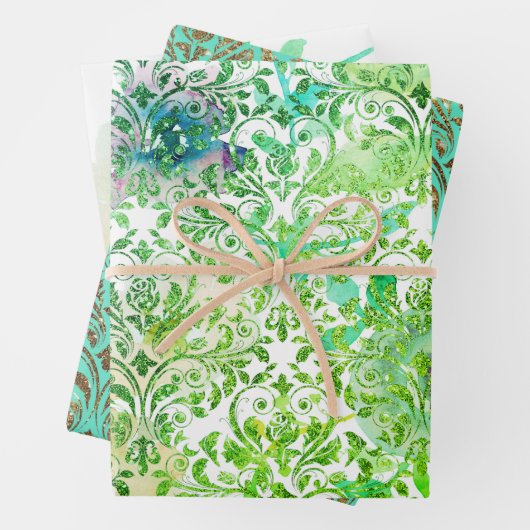 Groen blauw gouddampvlekpapier voor bloemperken inpakpapier vel (In situ)