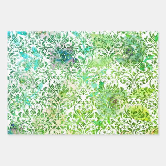 Groen blauw gouddampvlekpapier voor bloemperken inpakpapier vel (Voorkant)