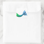 Groen/Blauw Gradient Zeemeermin Staart Vierkante Sticker (Tas)