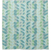 Groen Blauw Grijs Abstract Driehoek Douchegordijn (Voorkant)
