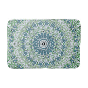 Groen Blauw Grijs Kust Mandala Kaleidoscoop Badmat