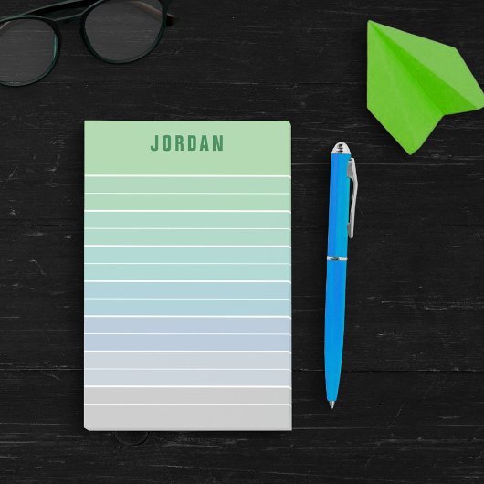 Groen Blauw Grijs Ombre Lijnen Naam toevoegen Post-it® Notes