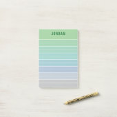 Groen Blauw Grijs Ombre Lijnen Naam toevoegen Post-it® Notes (Op bureau)