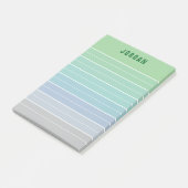 Groen Blauw Grijs Ombre Lijnen Naam toevoegen Post-it® Notes (Schuin)