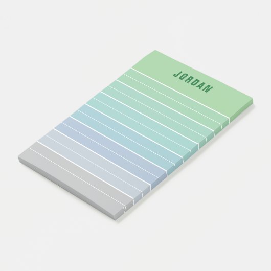 Groen Blauw Grijs Ombre Lijnen Naam toevoegen Post-it® Notes (Schuin)