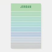 Groen Blauw Grijs Ombre Lijnen Naam toevoegen Post-it® Notes (Voorkant)