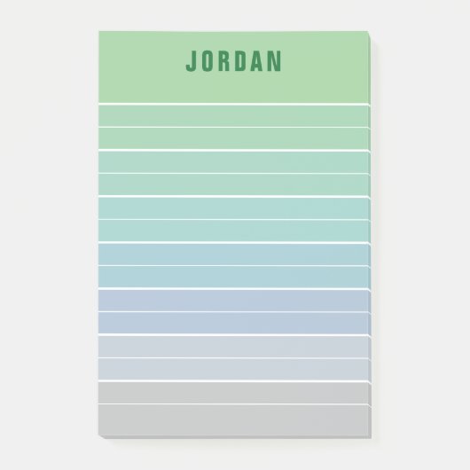 Groen Blauw Grijs Ombre Lijnen Naam toevoegen Post-it® Notes (Voorkant)