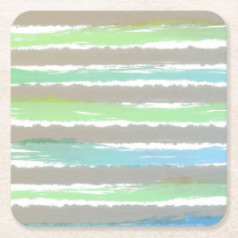 Groen Blauw Grijs Waterverf Strepen Kartonnen Onderzetters