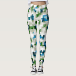 Groen blauw grijs wit Abstract patroon Leggings