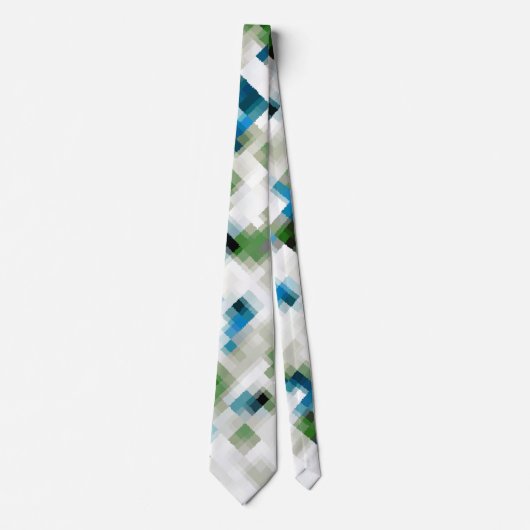 Groen blauw grijs wit Abstract patroon Stropdas (Voorkant)