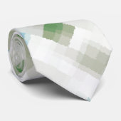 Groen blauw grijs wit Abstract patroon Stropdas (Opgerold)