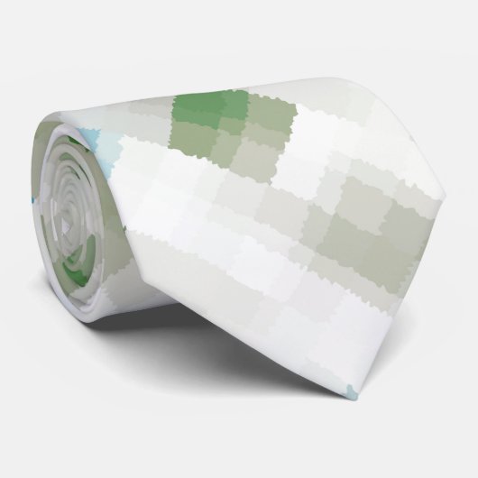 Groen blauw grijs wit Abstract patroon Stropdas (Opgerold)