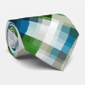 Groen blauw grijs wit Abstract patroon Stropdas (Opgerold)
