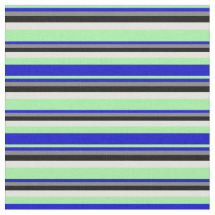 Groen, blauw, grijs, zwart en lichtgeel patroon stof