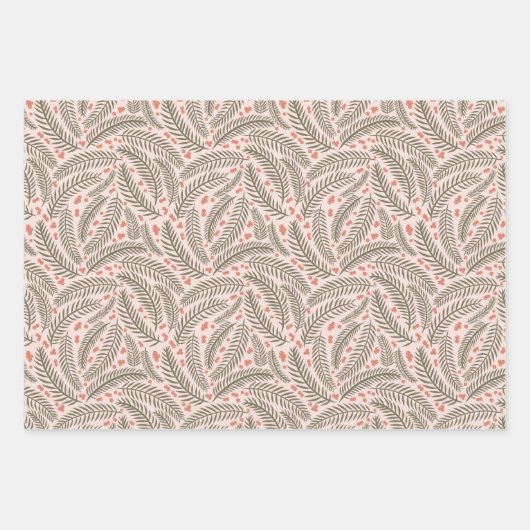 Groen & Blauw Hand-getrokken Kerstmis dennenboom b Inpakpapier Vel (Voorkant 3)