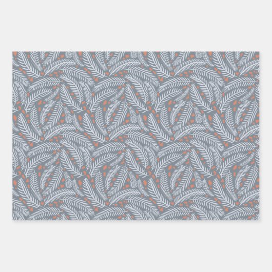 Groen & Blauw Hand-getrokken Kerstmis dennenboom b Inpakpapier Vel (Voorkant 2)