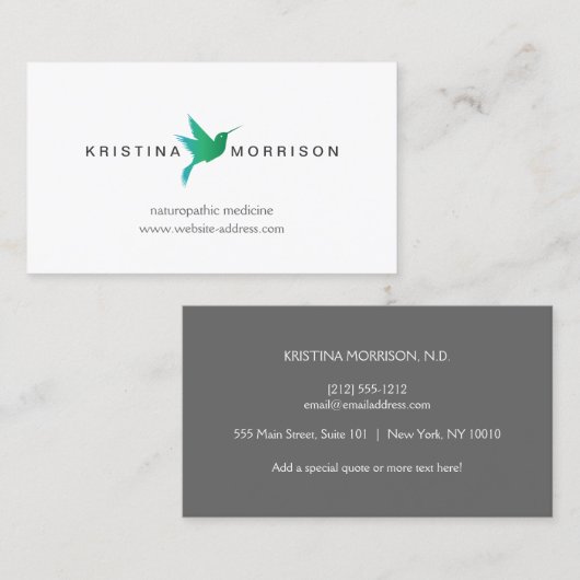 Groen/Blauw Hummingbird Logo Visitekaartje (Voorkant / Achterkant)