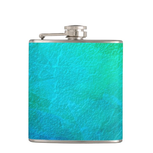 Groen Blauw Ijs Abstracte Kunst Heupfles (Voorkant)