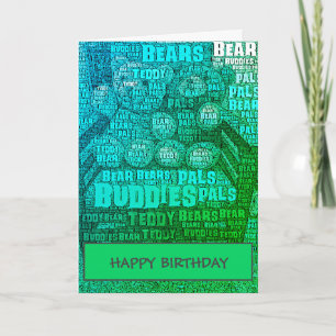 Groen Blauw Knuffel Beer Boezemvrienden Woordwolk Kaart