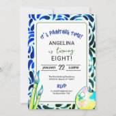 Groen Blauw Kunstschilderij Verjaardagsfeestje Jon Kaart (Voorkant)