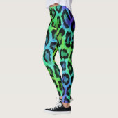Groen Blauw Luipaard Print Leggings (Links)