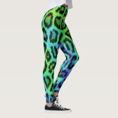 Groen Blauw Luipaard Print Leggings (Rechts)