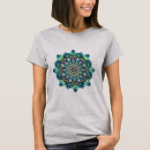 Groen/Blauw Mandala Basic T-shirt (Voorkant)