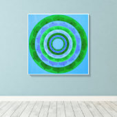 Groen blauw Mandala Canvas Print (Insitu (Houten vloer))