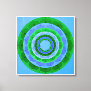 Groen blauw Mandala Canvas Print