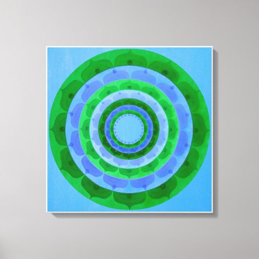 Groen blauw Mandala Canvas Print (Voorkant)