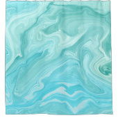 Groen & Blauw Marmeren Werveltje Abstracte Ocean B Douchegordijn (Voorkant)